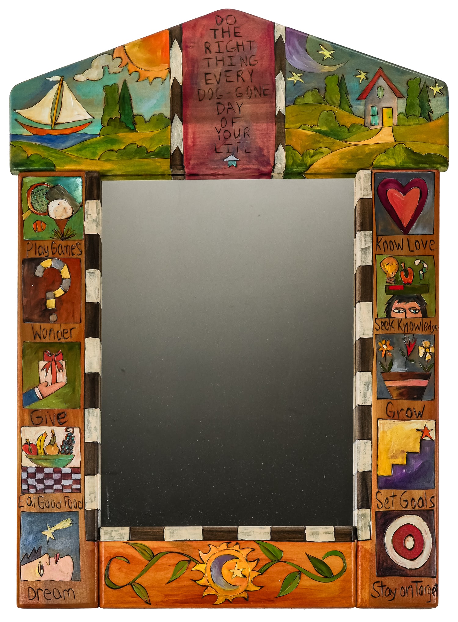 Contemporary folk art style mirror- Do the Right Thing (1 of 4)