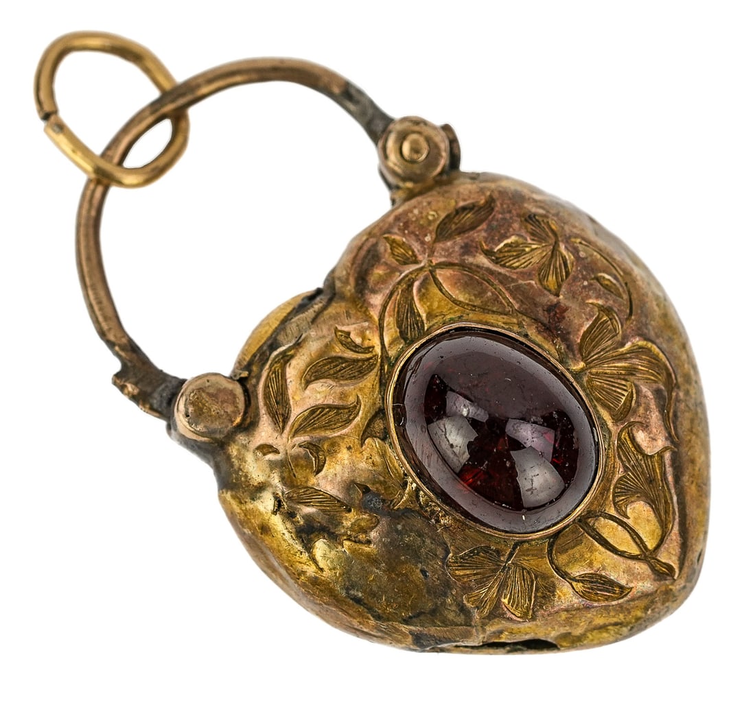 Antique Garnet & 14k Lock Pendant (1 of 5)