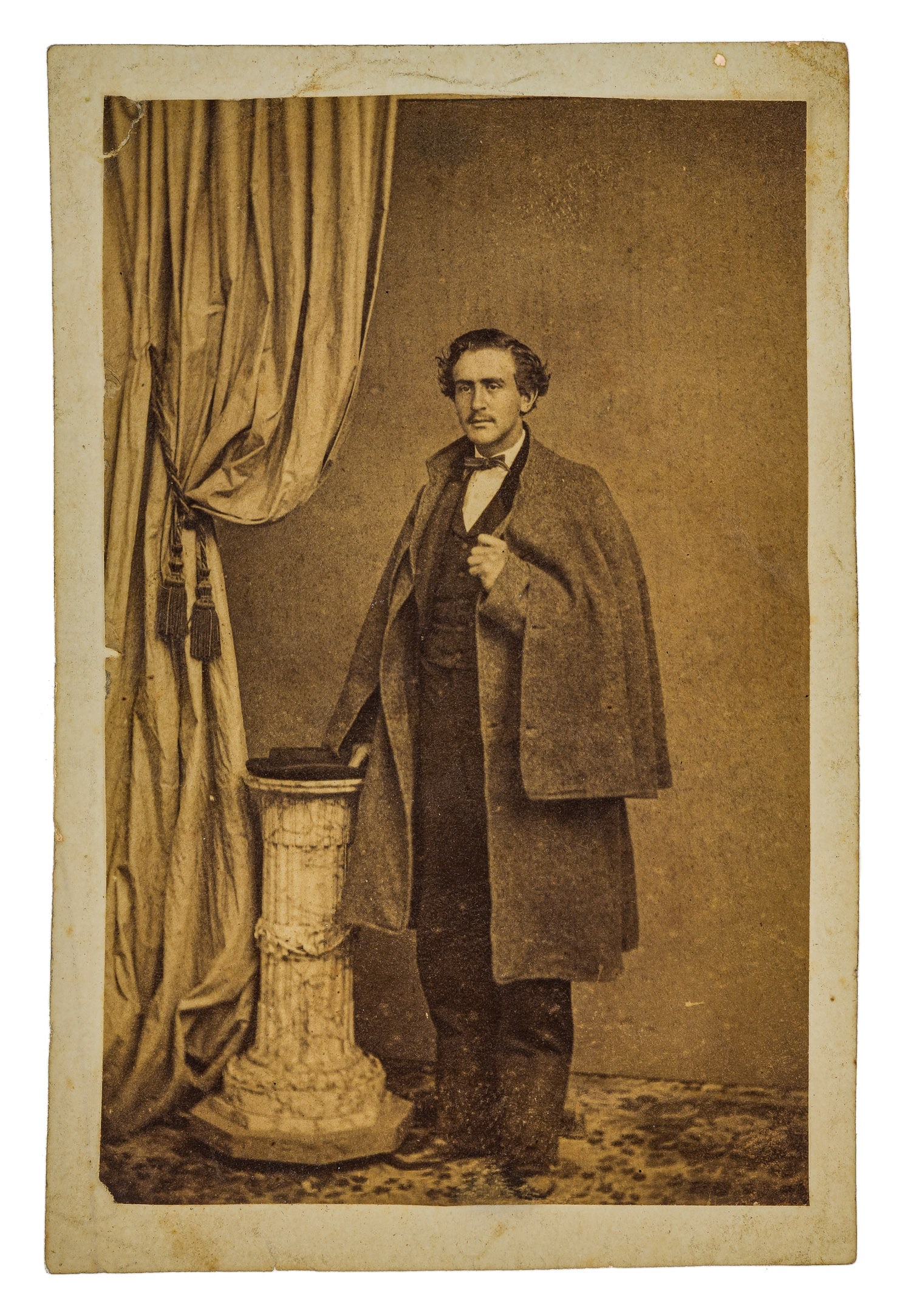 Civil War Era Photograph of John Wilkes Booth: Civil War era photograph of John Wilkes Booth, found in Col Seth Alonzo ranlett's papers, mounted on paper, not a finished boxboard with phtograper's information, all we can do is surmise it was likel