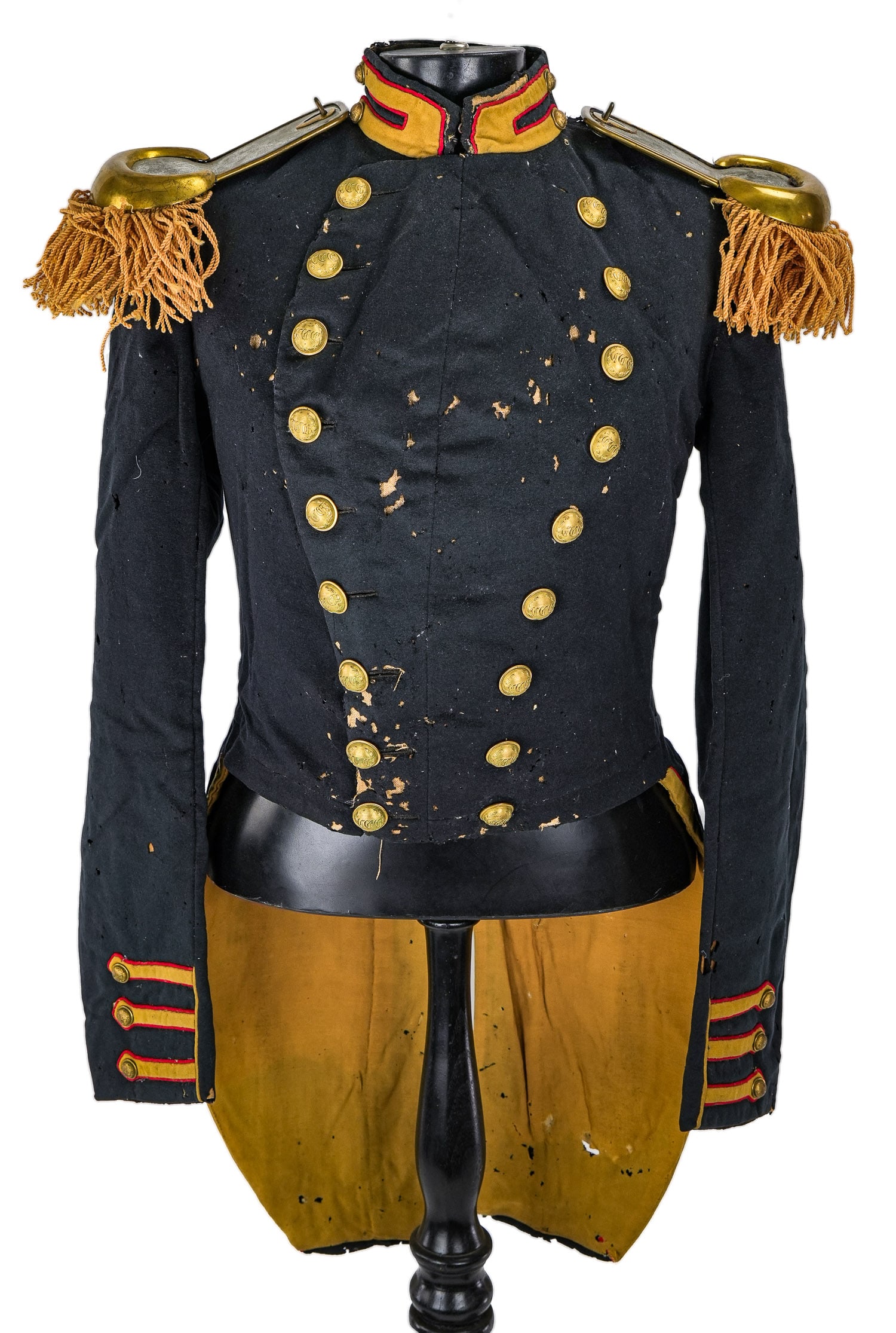 1862 Seth Ranlett Charlestown City Guards Uniform: 1862 Seth Alonzo Ranlett Charlestown City Guards uniform (S A Ranlett 1840-1905), as found, with ink inscription S A Ranlett inside collar, CCG buttons, some damage