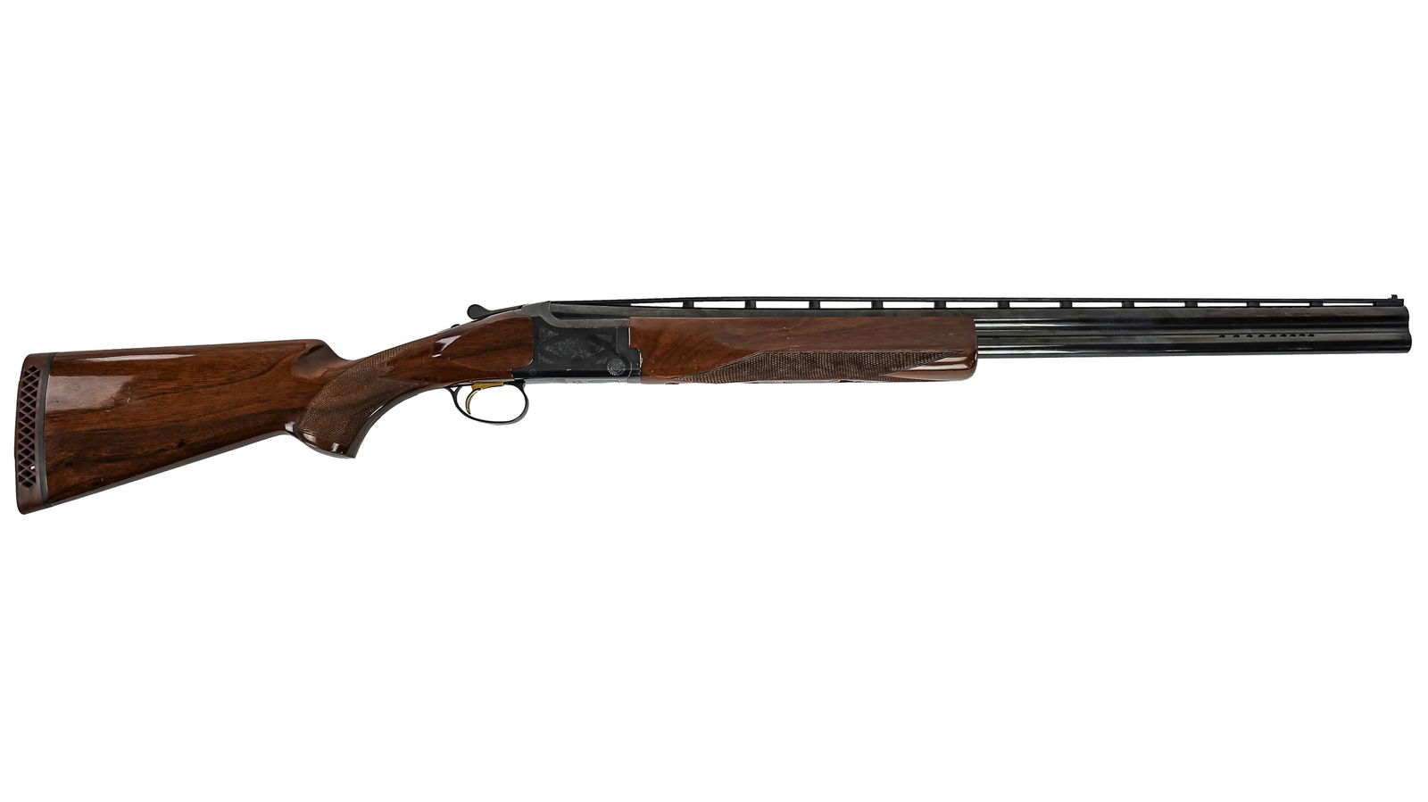 Browning Citori Cased O/U Shotgun with four barrels: Fine Browning Citori Cased Over and Under Shotgun cased with four barrels in .410, 28, 20 and 12 gauges. 28" barrels,.410 and 28ga marked M presumably for Modified choke, 20 and 12 gauge barrels with