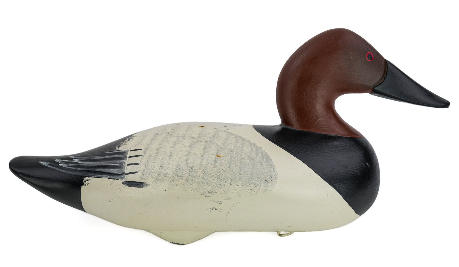 Chesapeake Bay Canvasback Decoy: Havre de Grace Maryland canvasback decoy signed Steven R Lay. 16" long. Light wear. Overall good condition.