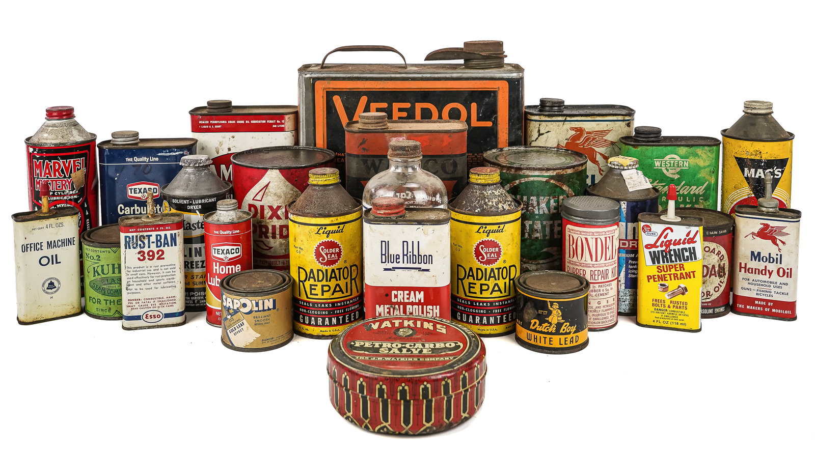 Large Lot of petroliana and advertising tins: Large Lot of Petroliana and advertising tins - 1920-1980's product containers (some with contents)