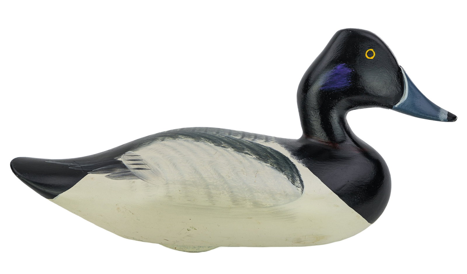 Capt Jobes Bluebill Decoy: Havre de Grace Maryland Bluebill duck decoy signed Capt Bob Jobes. 15" long. Light wear. Overall very good condition.
