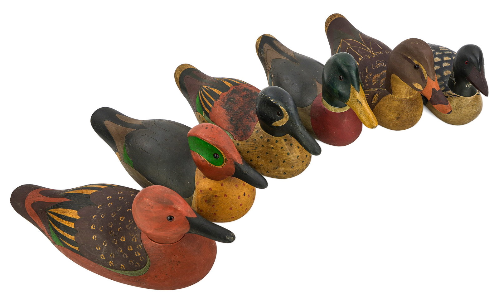6 Bundy Company Decoys: A group of 6 Bundy Company Decoys.