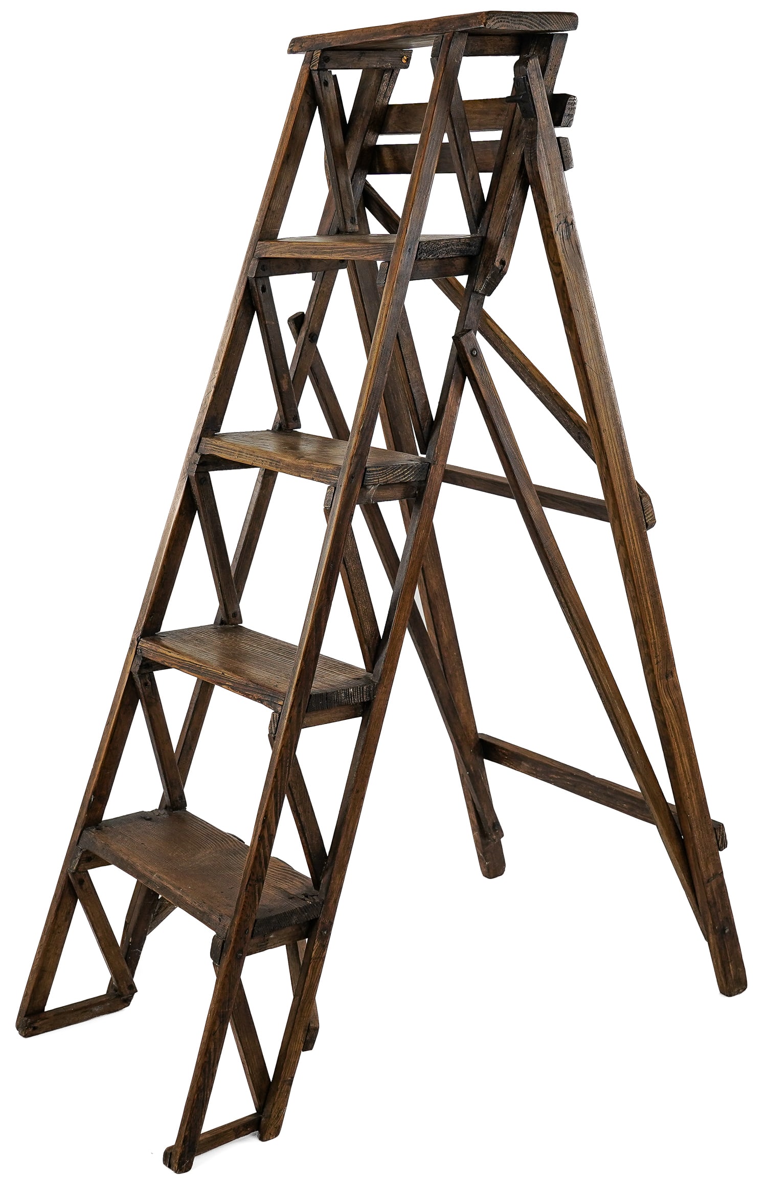 19th c Pine Ladder with excellent patina: 19th c Pine step ladder 46 x 33 x 15" When Extended.