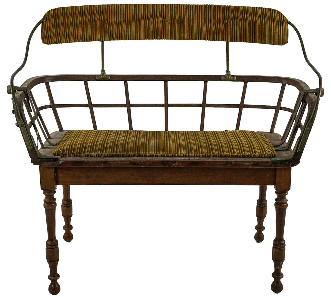 19th c Wagon Seat bench: 19th c Wagon seat converted into entrance way bench 38 x 34 x 22"