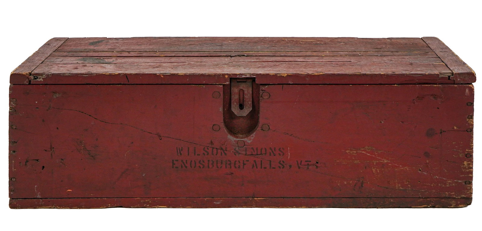 Wilson Simmons/ Kimball Bros Crate: Wilson Simmons/ Kimball Bros Enosburg Falls industrial/ advertising crate with stenciled information 9 x 33 x 15"