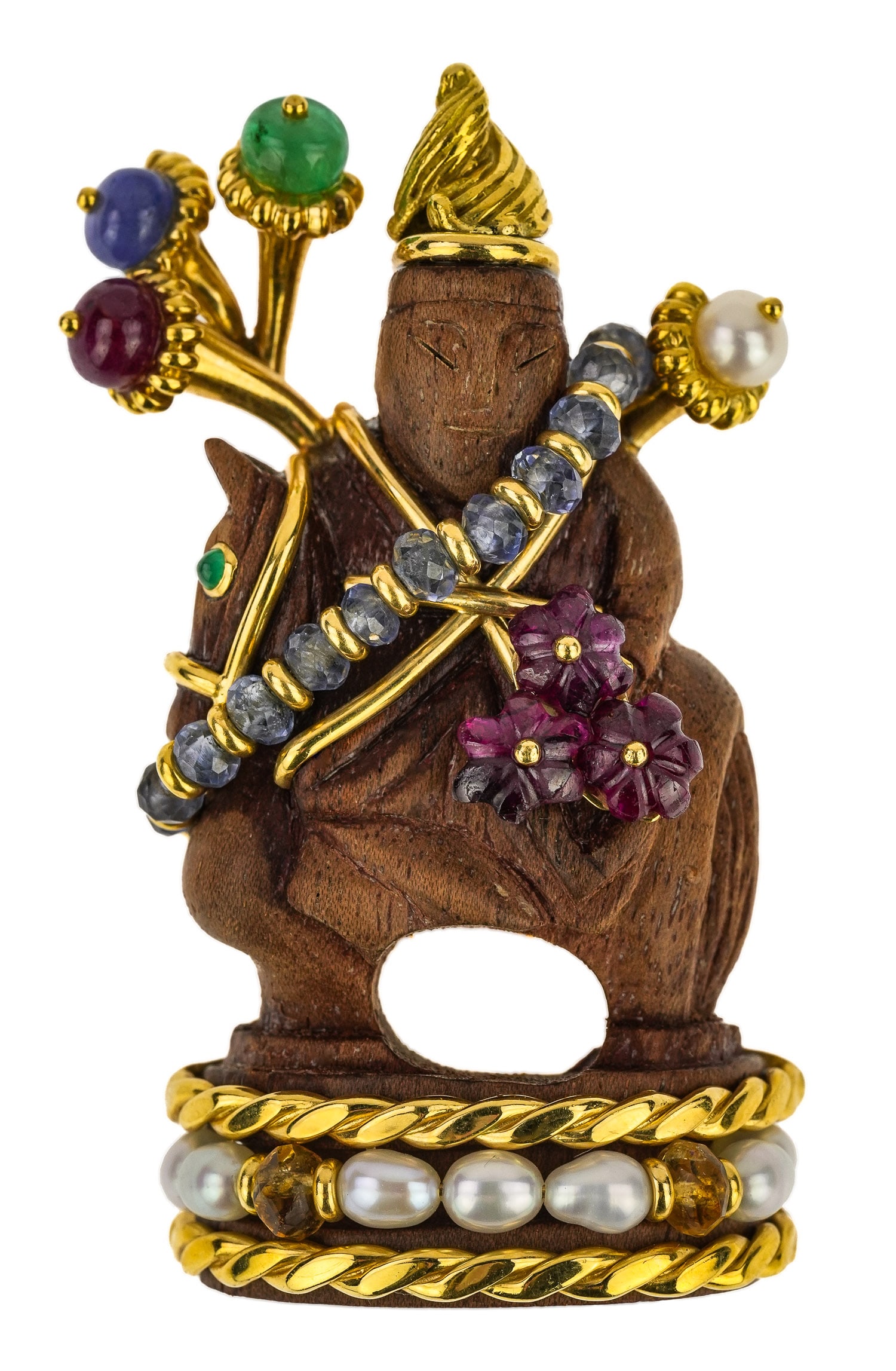 Seaman Schepps Walnut Chessman Brooch (1 of 5)