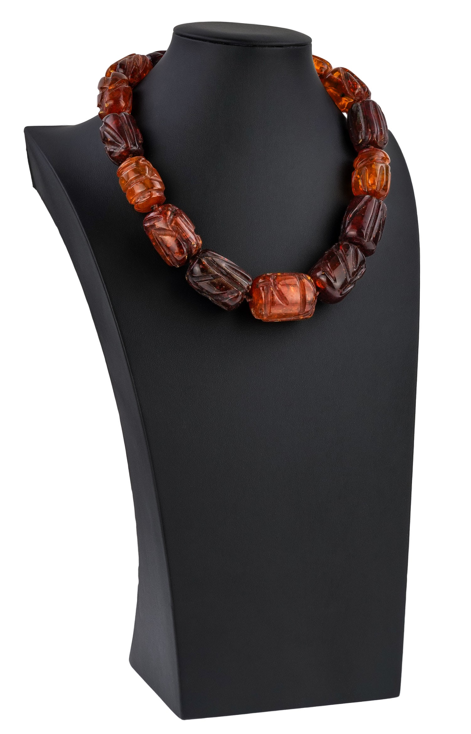 large Natural Amber Carved Bead Necklace (1 of 4)