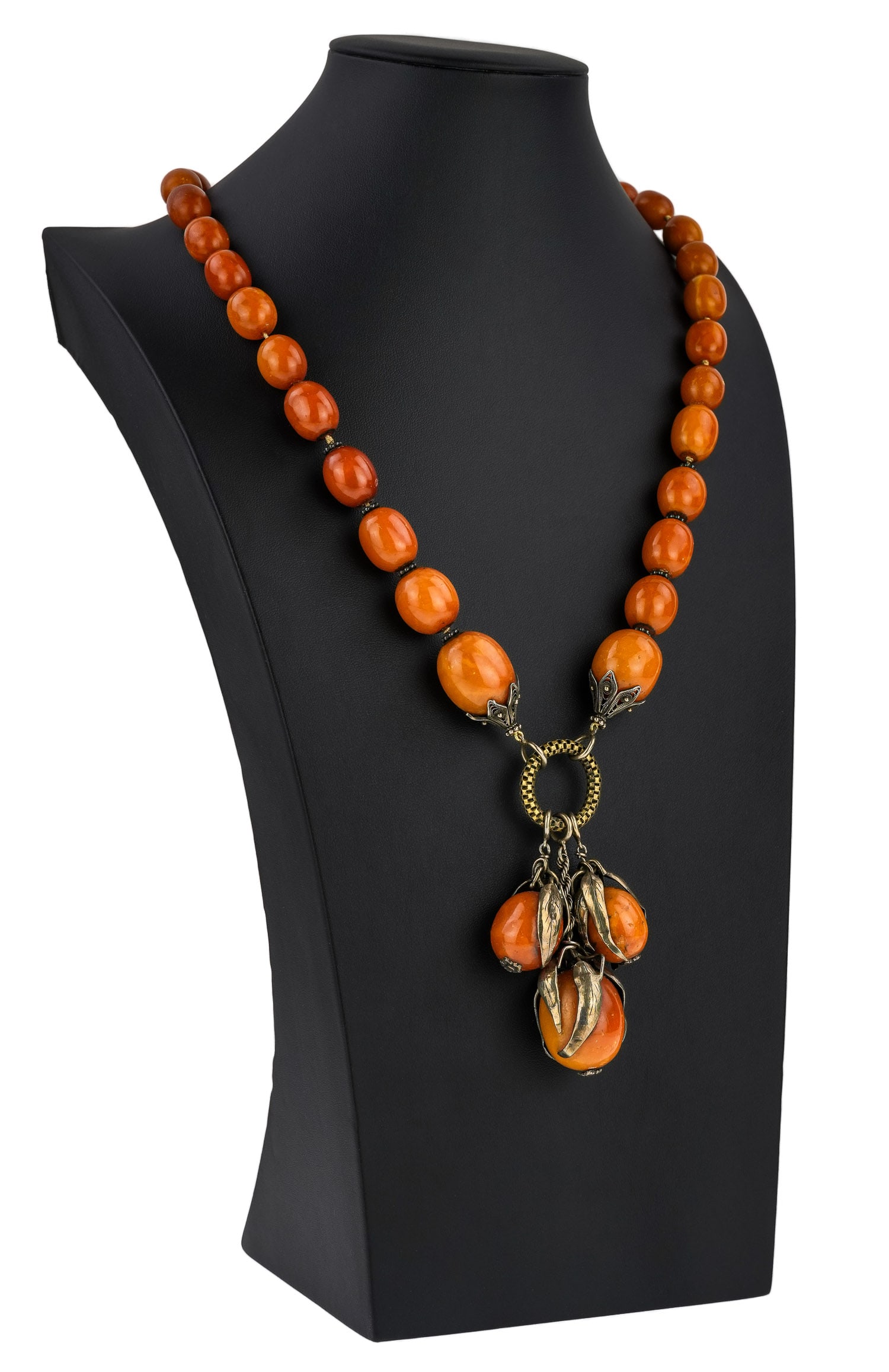 Antique Chinese Silver & Amber Necklace (1 of 5)