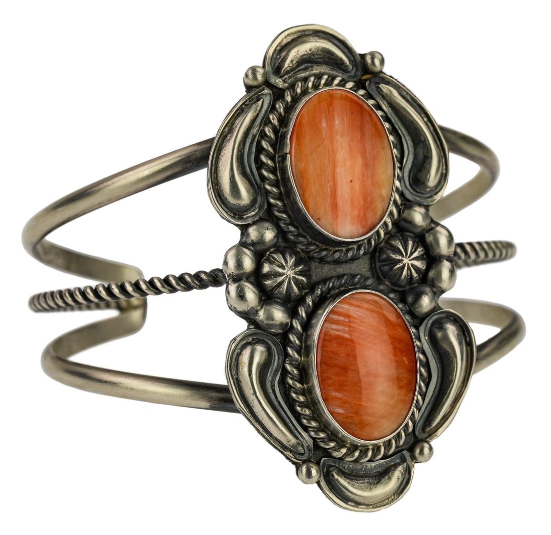 Navajo Sterling & Spiny Oyster Bracelet (1 of 4)
