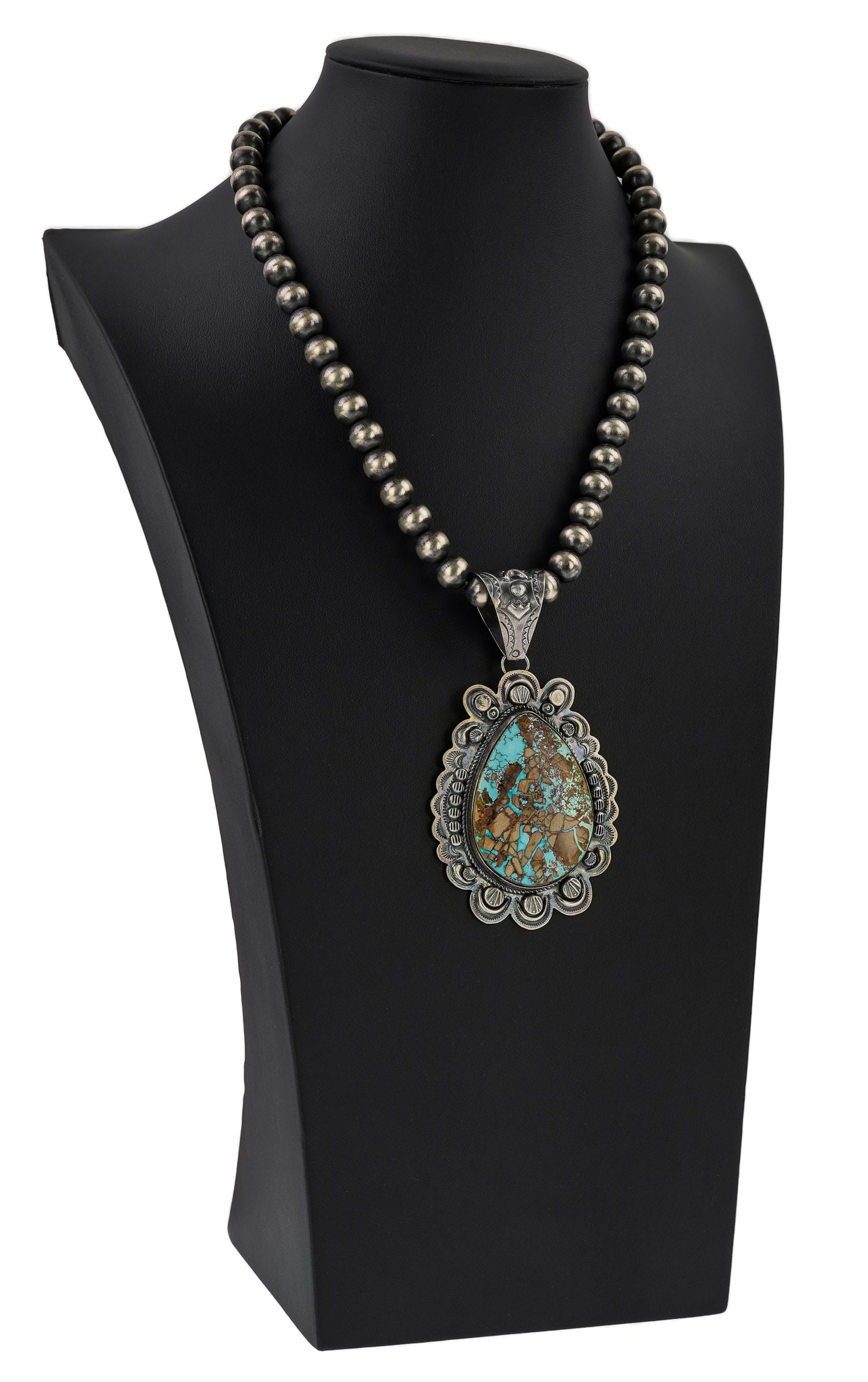 Dean Sandovai Navajo Sterling & Royston Turquoise Pendant. (1 of 5)