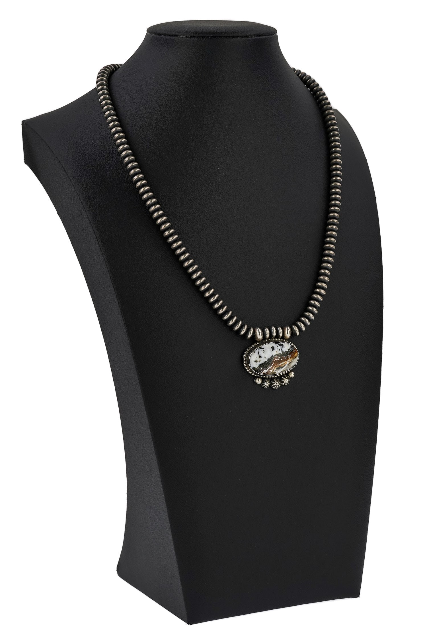 Navajo Sterling & White Buffalo Necklace (1 of 5)