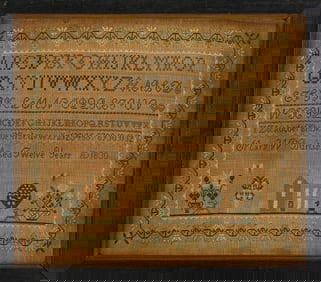 1830 Mary W Burtis Schoolgirl Sampler