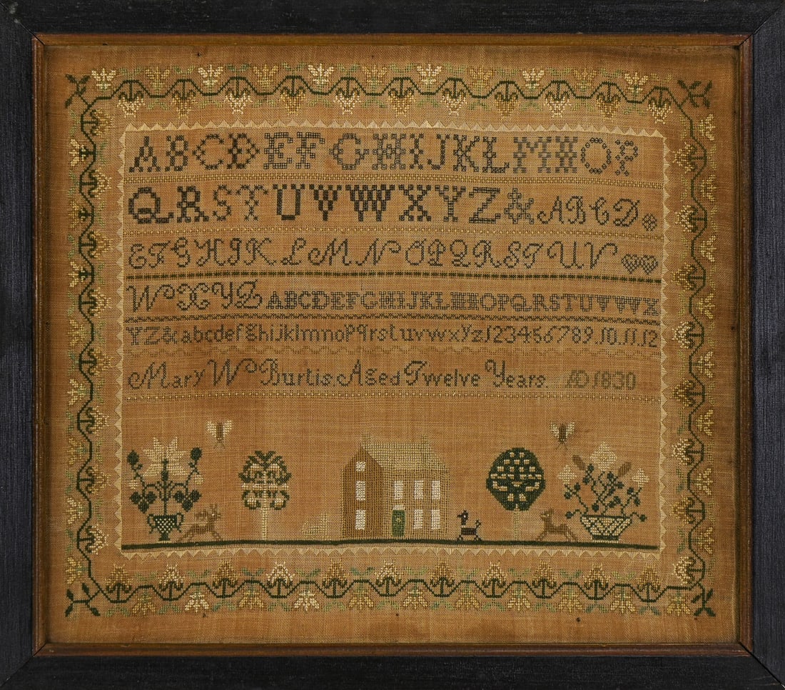 1830 Mary W Burtis Schoolgirl Sampler