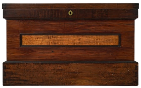 19th c Walnut and Maple Inlaid Tool Chest