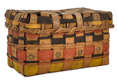 Small 19th c Paint Decorated Indian Basket