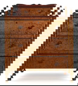 Miniature Country Sheraton Birdeye Maple Chest