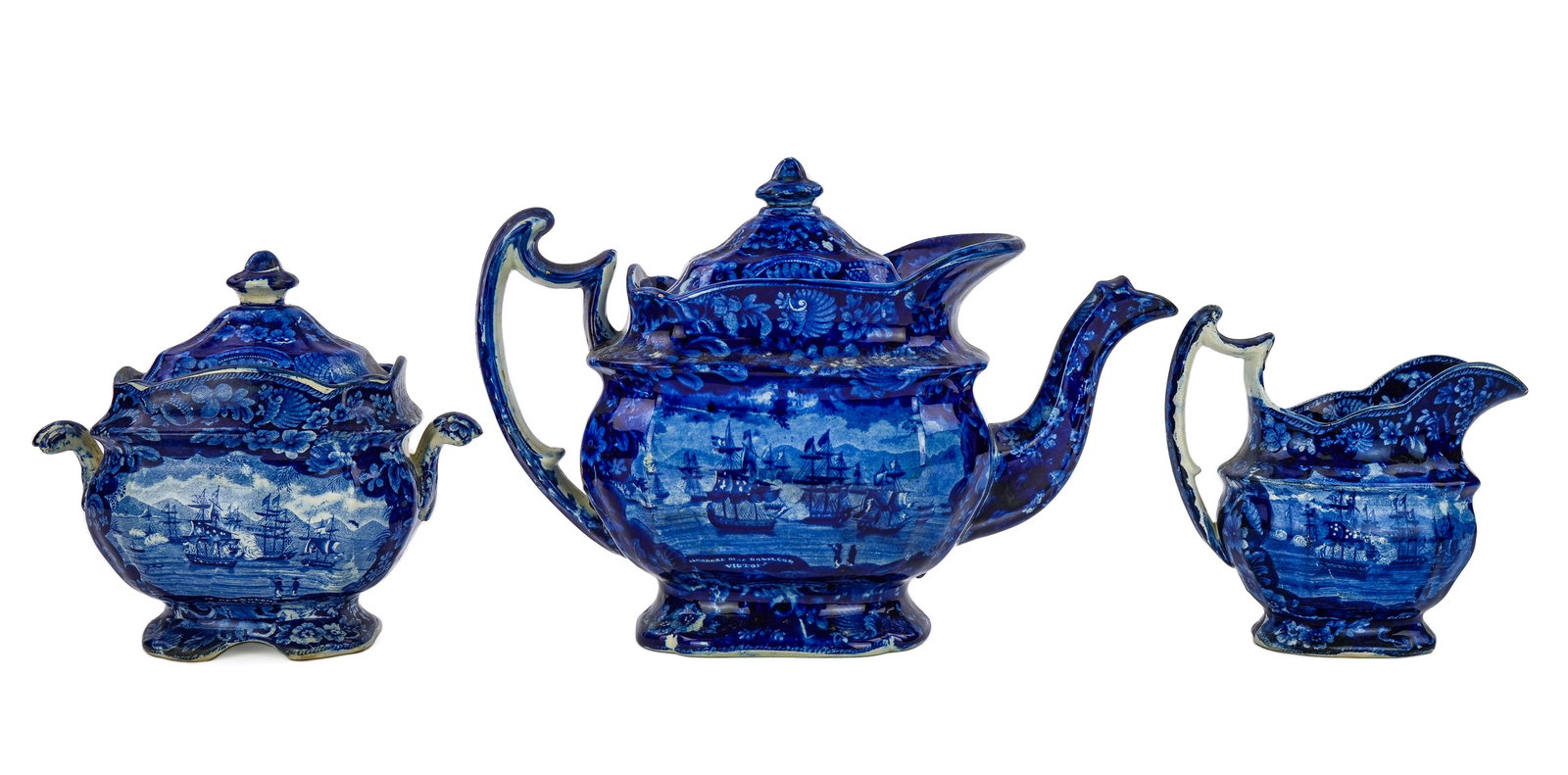 MacDonoughs Victory Blue Staffordshire Tea Set (1 of 11)