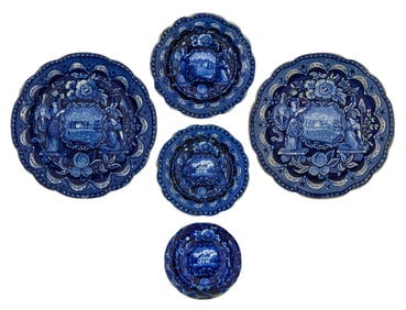 5 America and Independence Staffordshire Plates