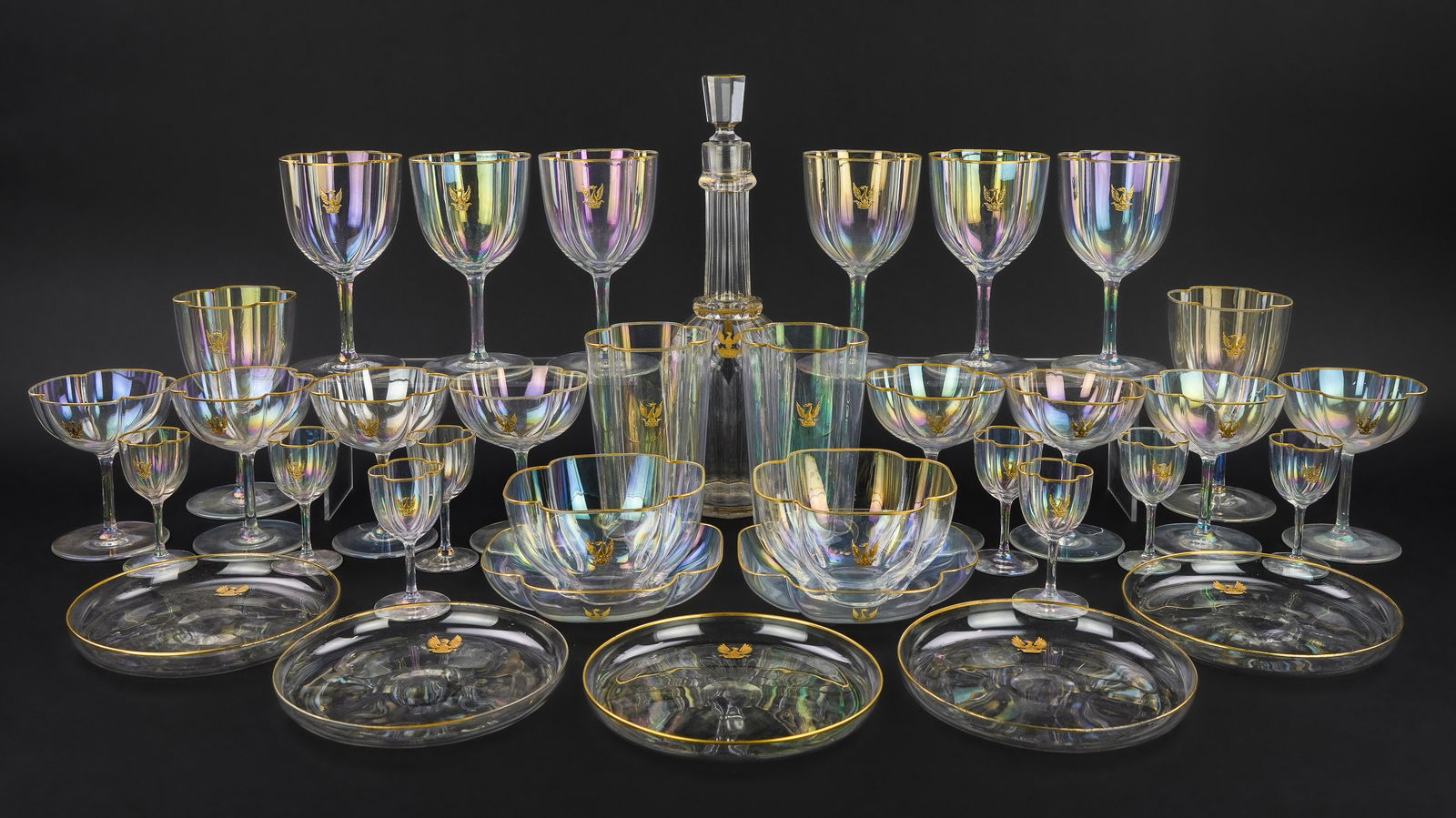 36 pcs. Webb Family Crest Enameled Stemware (1 of 6)