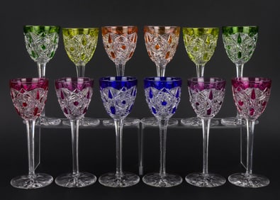 12 Baccarat Lagny Cut To Clear Crystal Goblets