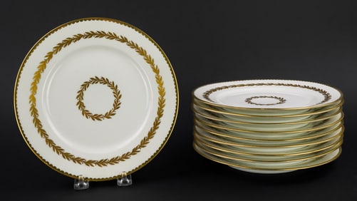 10 Martin Limoges Gold Laurel Porcelain Plates
