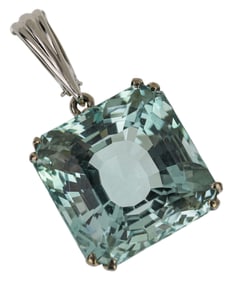 27 CT Square Cut Aquamarine Pendant