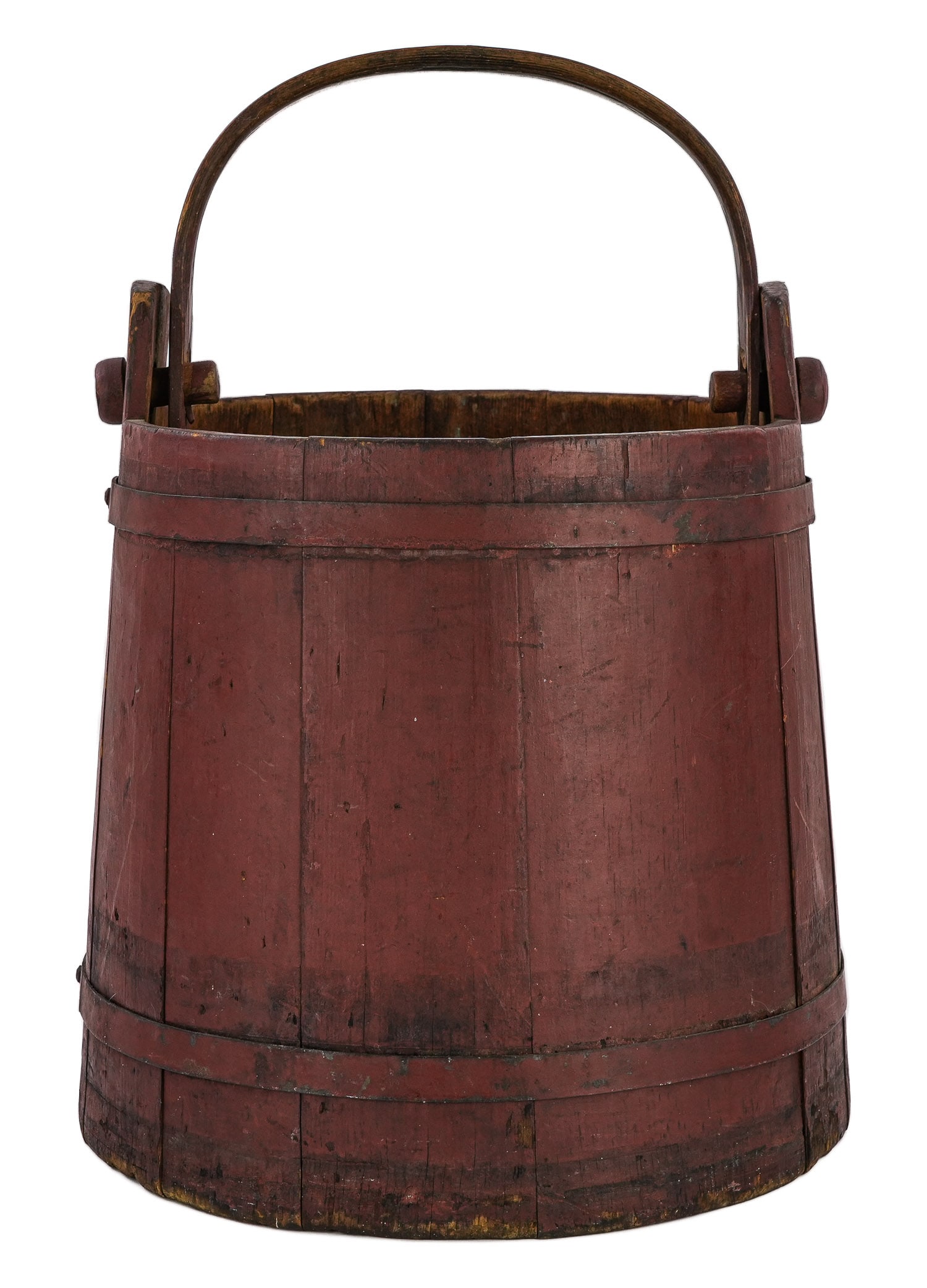 Mid 19th c Wooden Bucket in Red Paint (1 of 6)