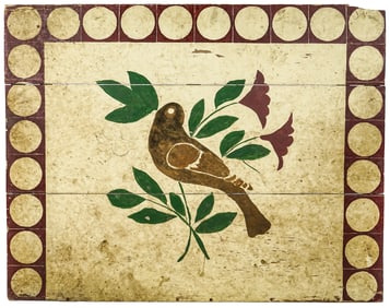 Folky Ca 1920 Painted Wooden Fire Board