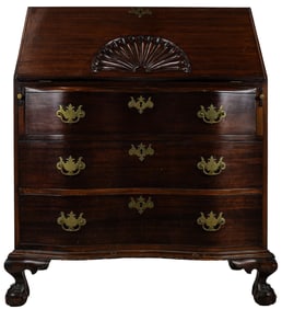 Early 20th c Bench Made Chippendale Slant Front Desk