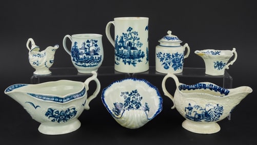 8 Dr. Wall Worcester Porcelain Tableware Items
