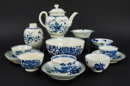 13 Dr. Wall Worcester Porcelain Teaware Items