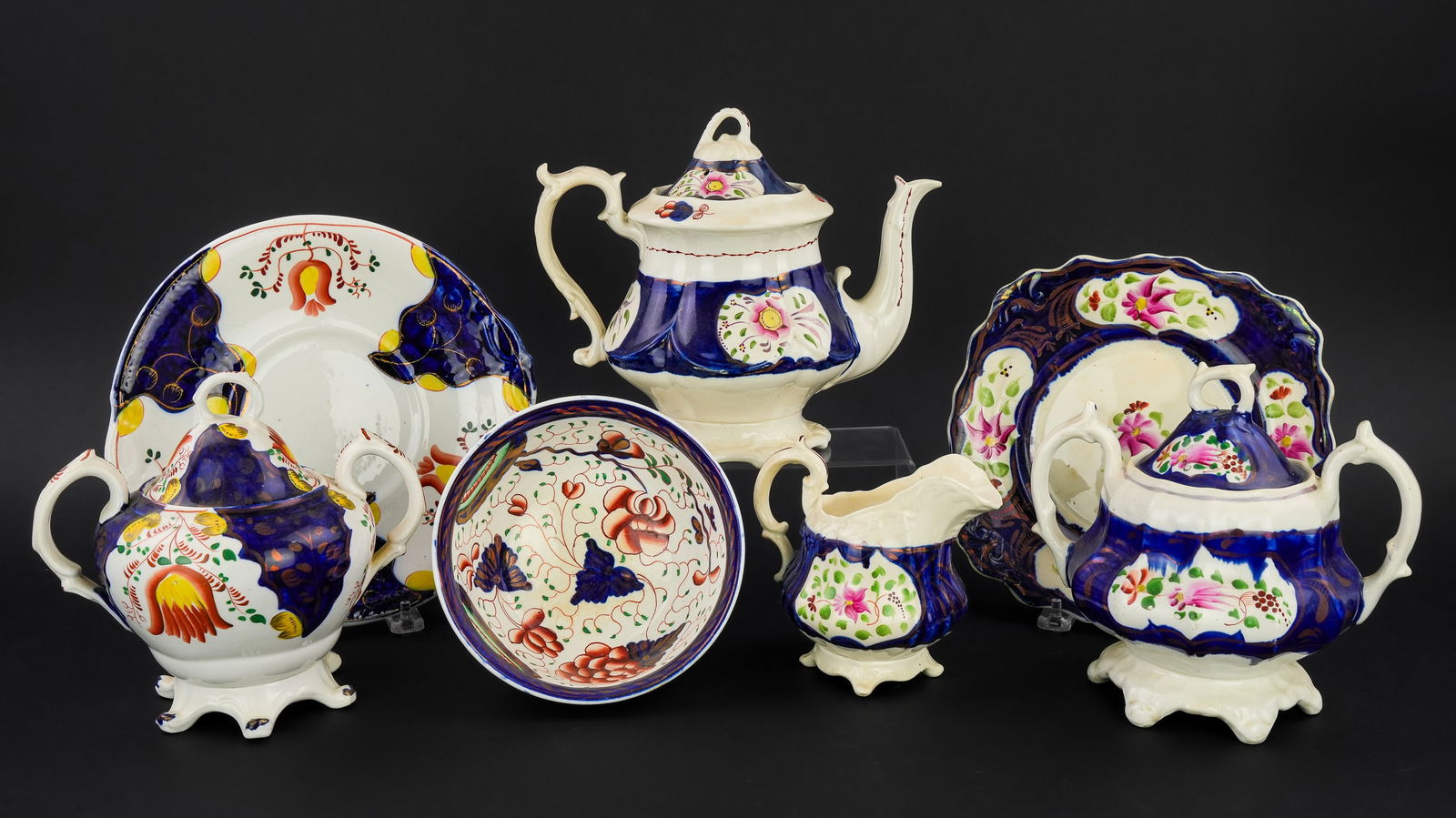 19th c. Gaudy Welsh Assembled Tea Set (1 of 10)