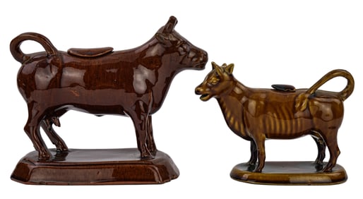 2 Bennington Pottery Figural Cow Creamers