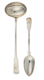 18th c. Sterling Silver Ladle and Stuffing Spoon