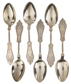 Cased Set of 6 Whiting Bright Cut Teaspoons