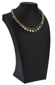 Yellow Gold & Moonstone Choker Necklace