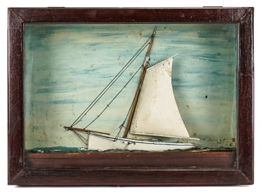 Folk Art Shadow Box Ship Diorama