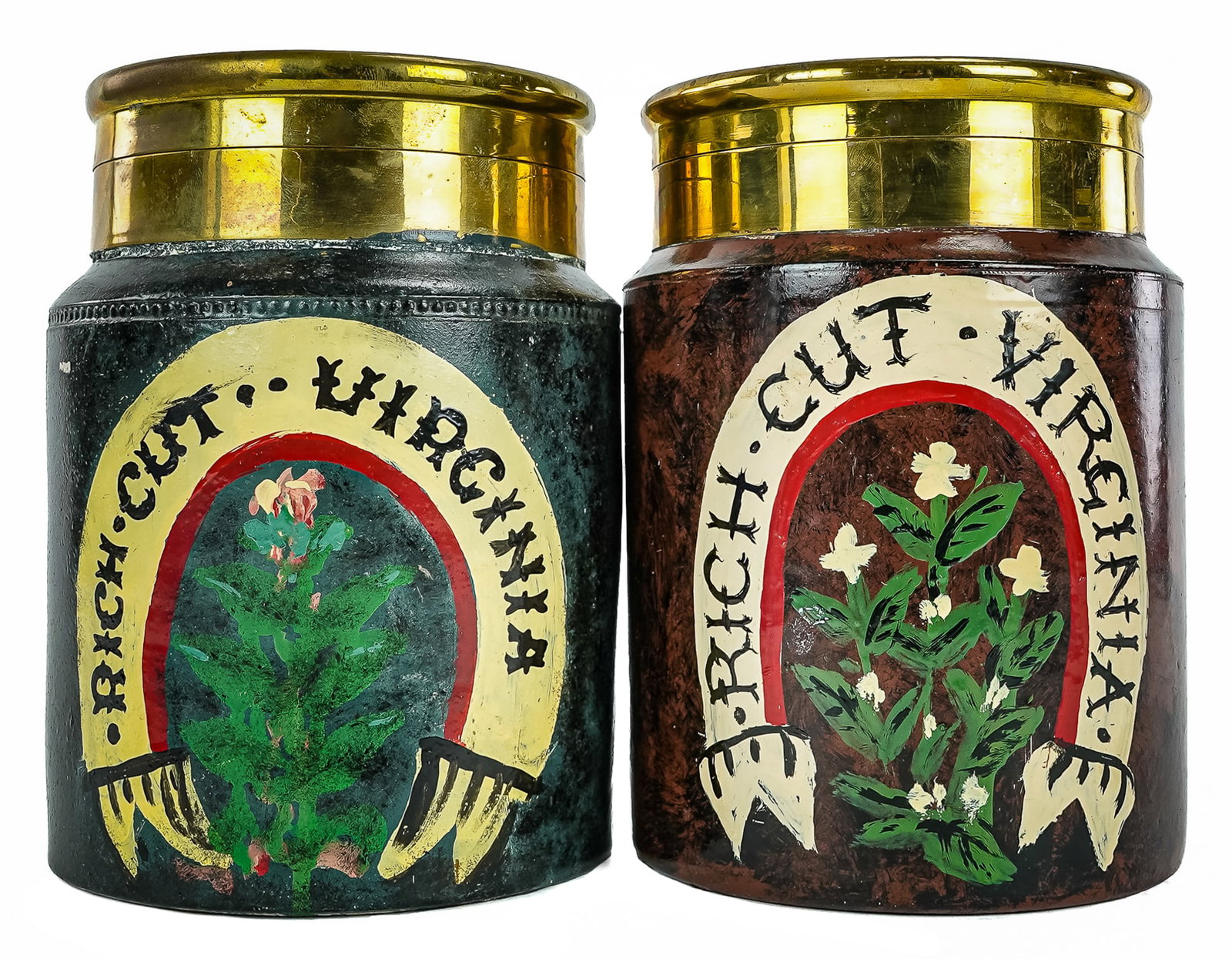 2 Rich Cut Virginia Stoneware Painted Tobacco Jars (1 of 2)