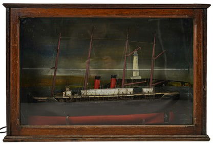 Folk Art Clipper/Steam Ship in Shadow Box