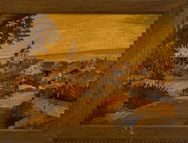 Charles Spindler (FR 1865-1938) Marquetry Inlaid Scene