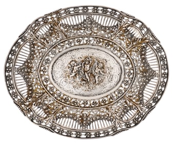 Continental 800 Silver Repousse Openwork Basket