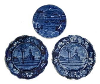 3 Pittsford Elm Staffordshire Cup Plates