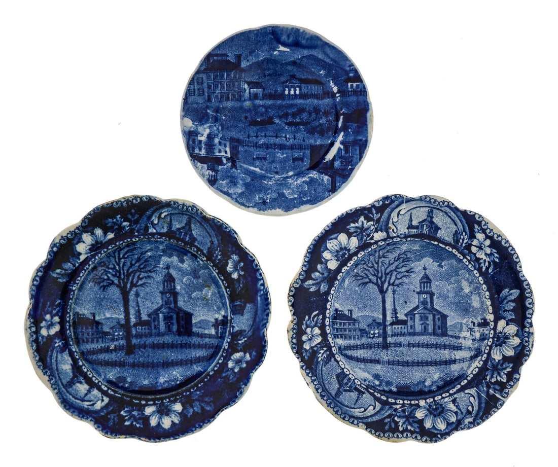 3 Pittsford Elm Staffordshire Cup Plates (1 of 8)