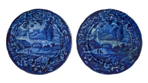2 Stone Bridge Staffordshire Cup Plates