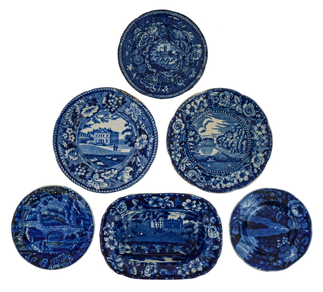 6 Historical Staffordshire Cup Plates and Dish (1 of 8)