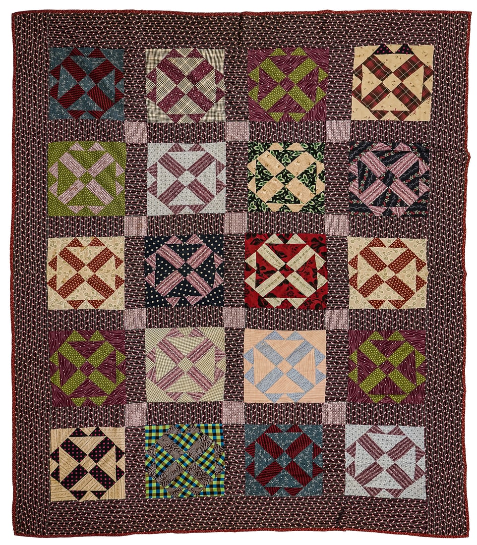 19th c PA Pieced Geometric Pattern Quilt (1 of 4)