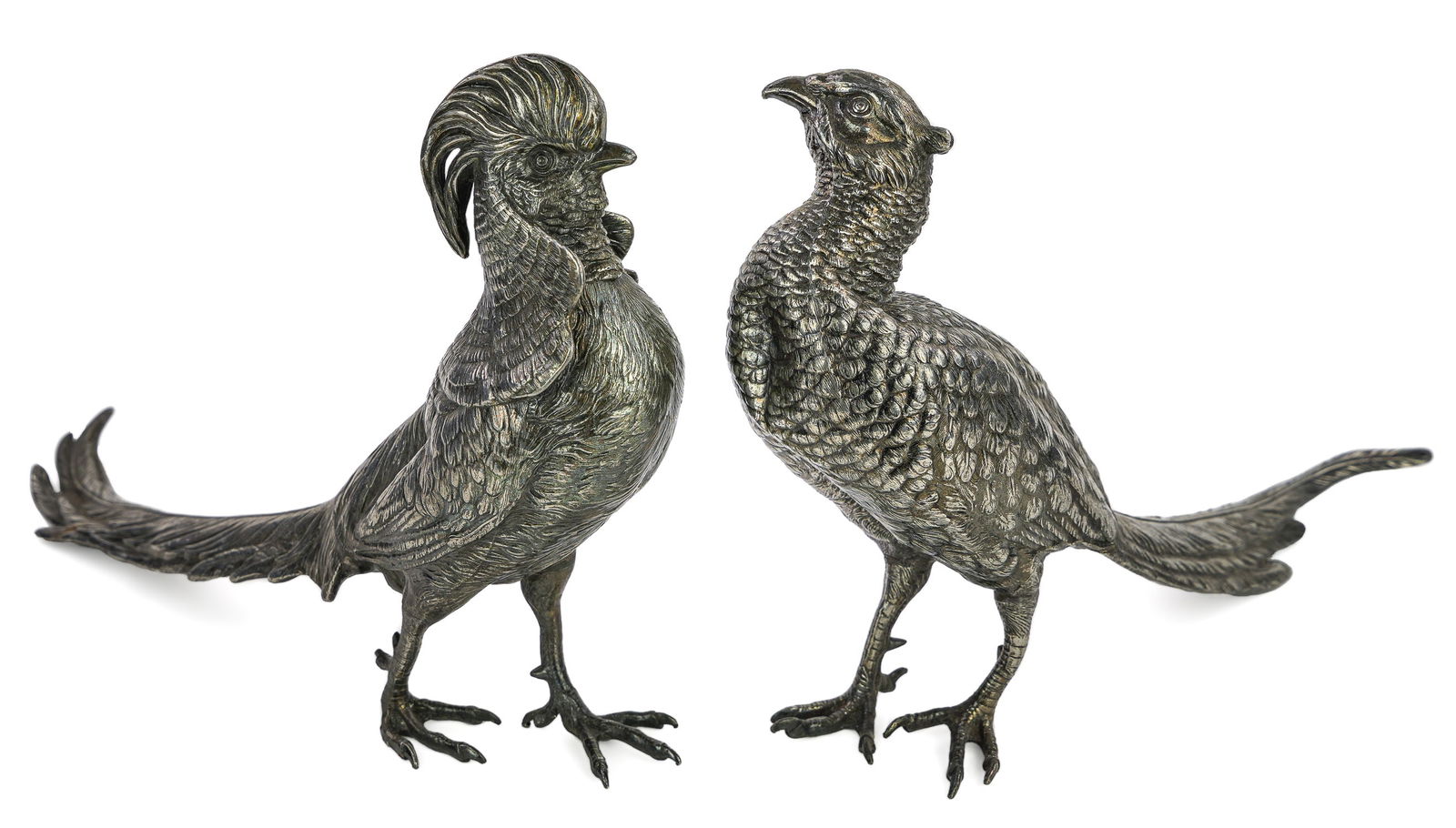 Pair Silver Plated Pheasants (1 of 5)